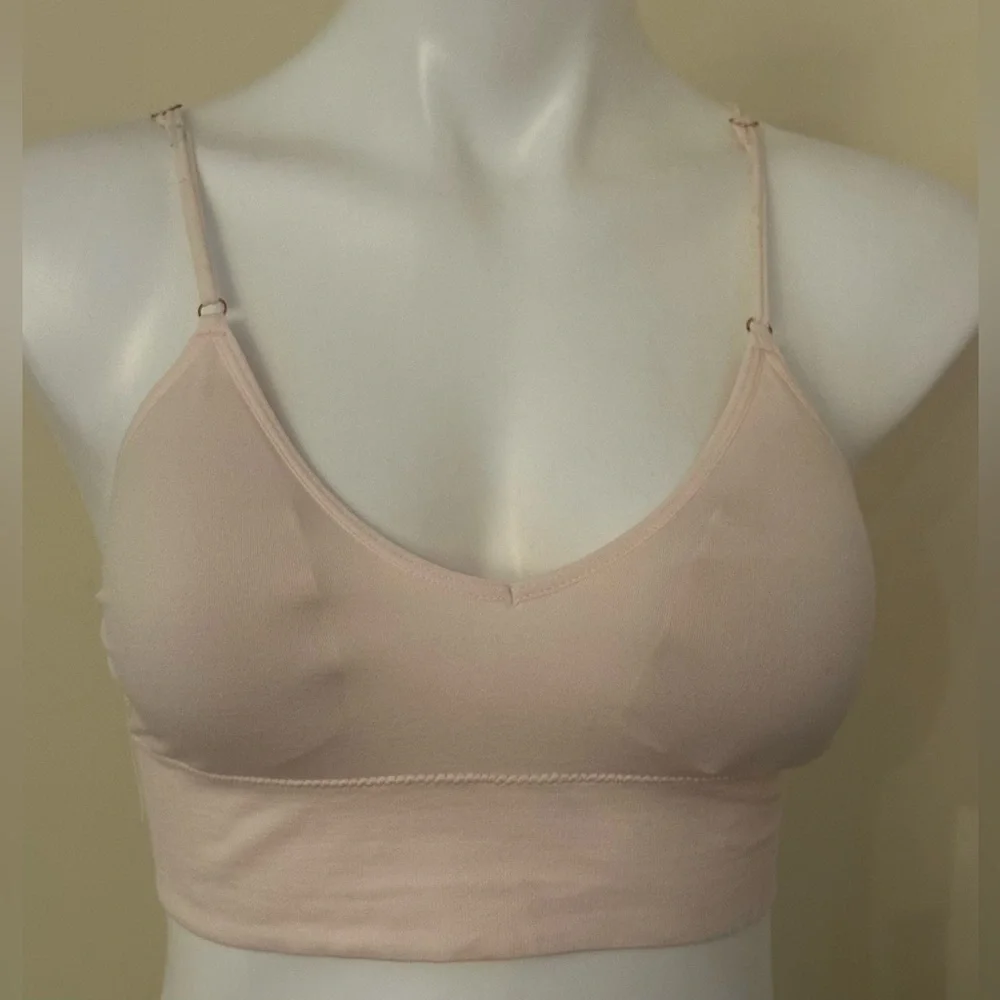 2 Danskin Pink & Gray Seamless Bralette V Back with Adjustable Straps Sz M - Picture 1 of 9